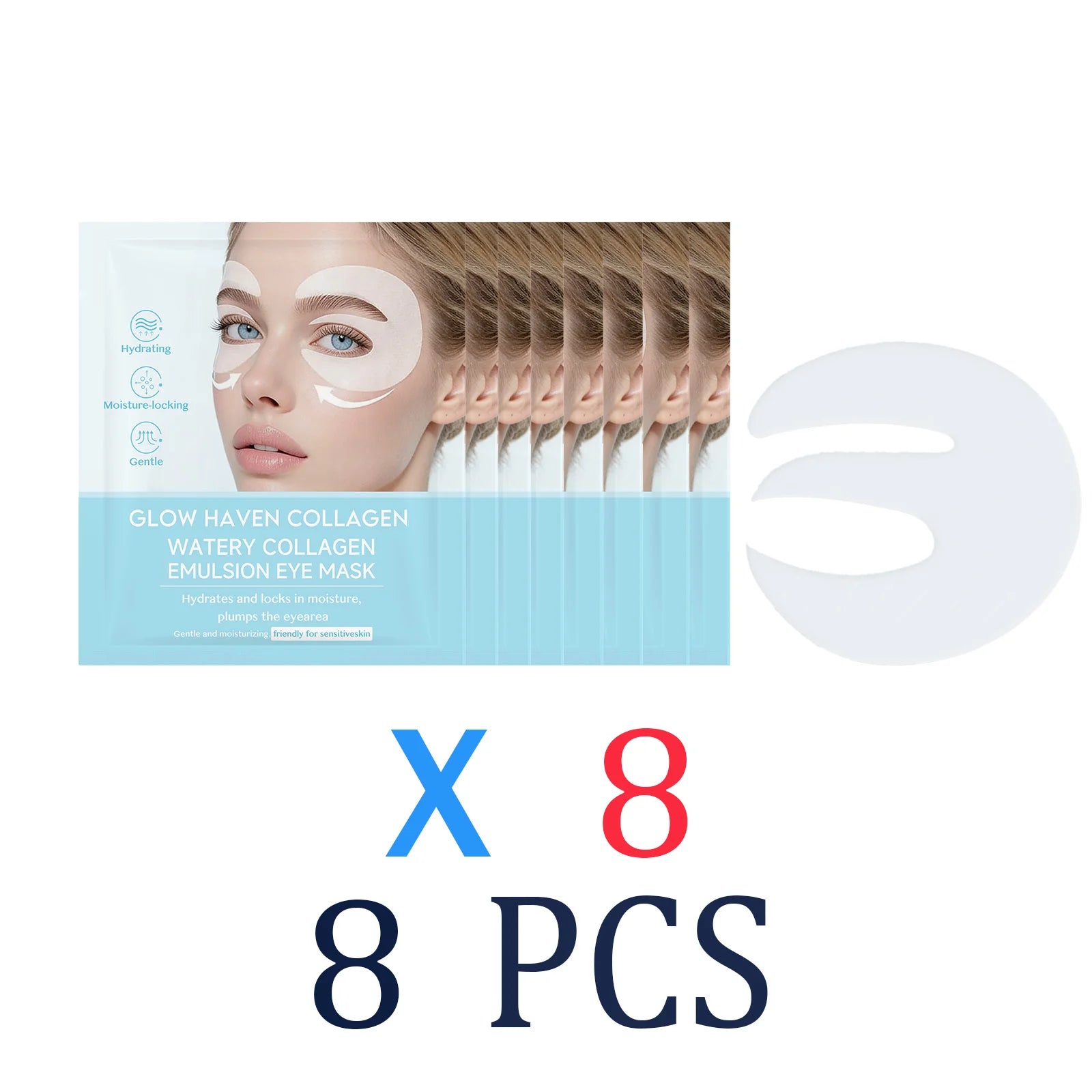 Vitamin C Collagen Under Eye Patches Hydrating Eye Mask for Puffiness Overnight Recovery Anti-Aging Eye Care Deep Moisturizing Zpaxo 8 Pcs
