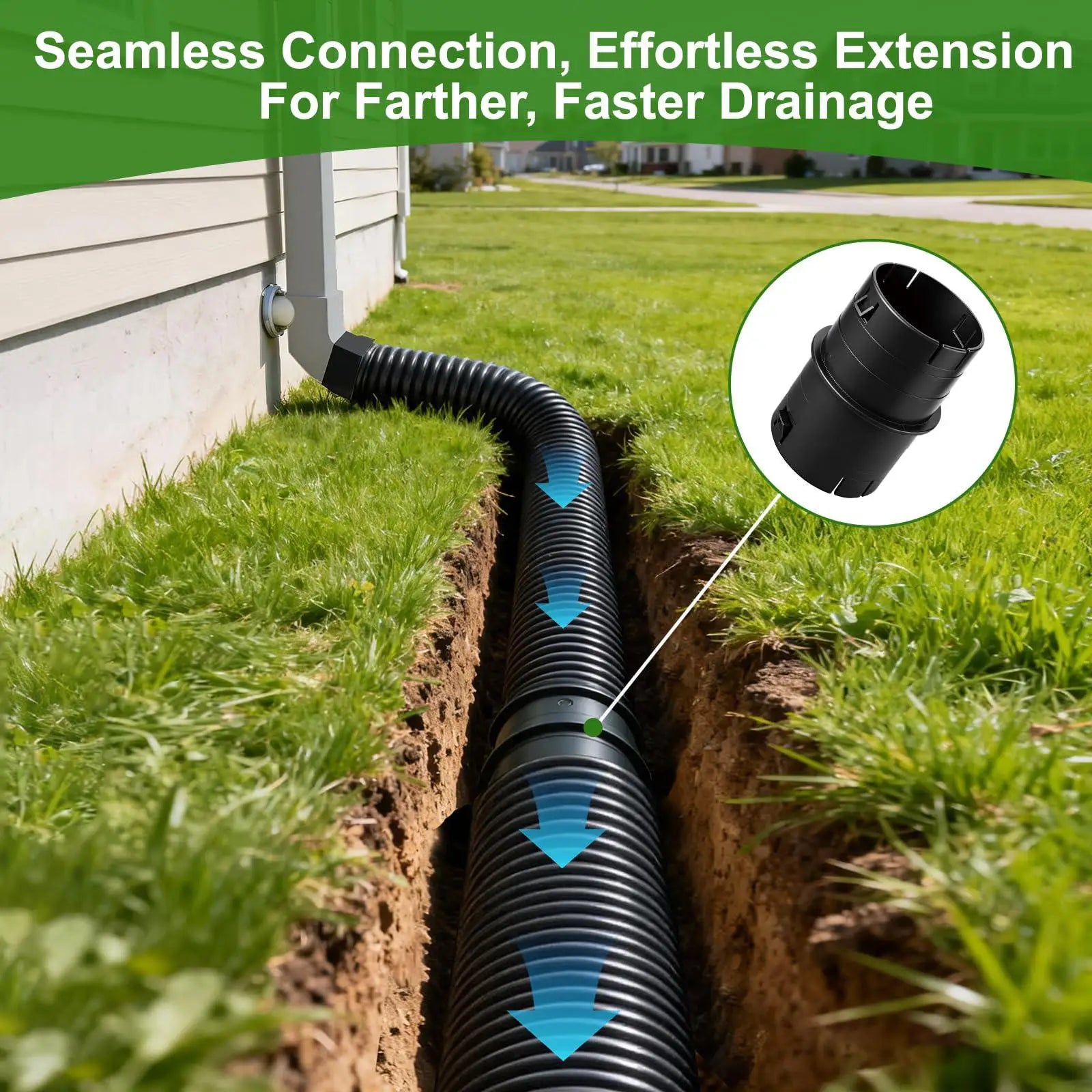 Corrugated PVC Pipe Adapter Universal Drainage Connector Leak Proof