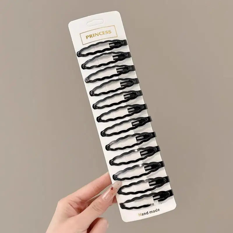 10 Matte Black Geometric Hair Pins Star Wave Square Shape Clips Daily Zpaxo A7