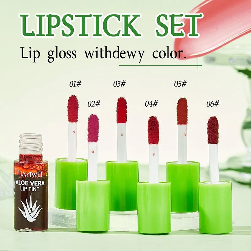 Aloe Lip Gloss 6-Piece Set – Hydrating Liquid Lipstick Kit Lip Gloss Set Zpaxo