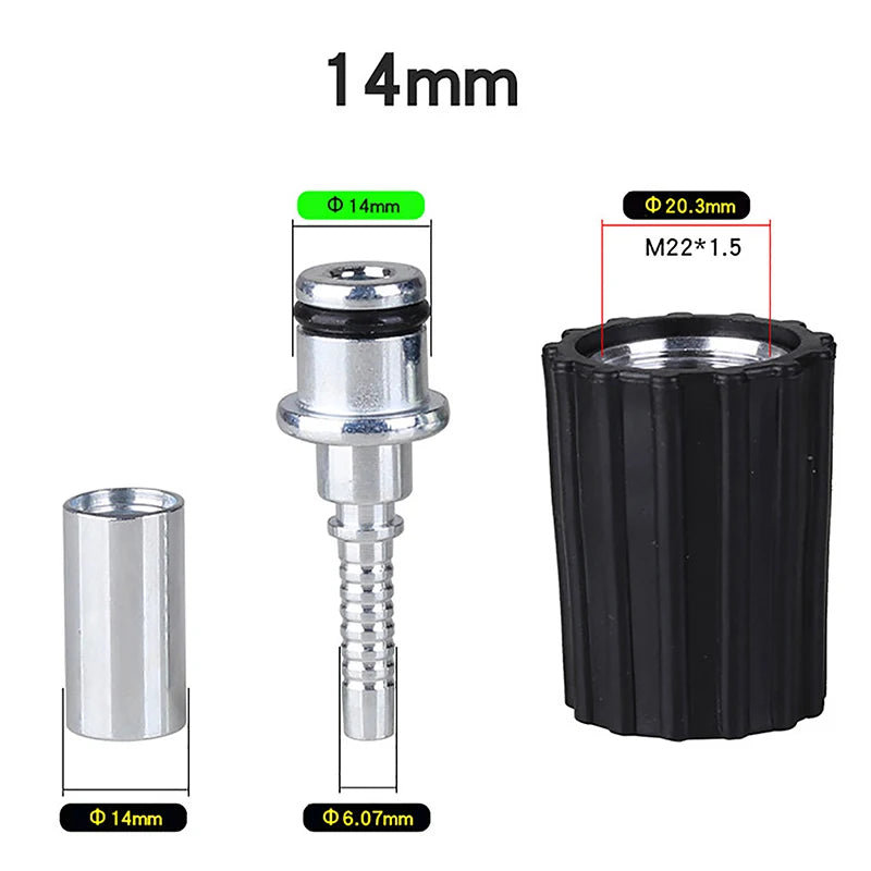 Pressure Washer Hose Insert Fittings D14 D15mm Ring Nut M22 Car Water