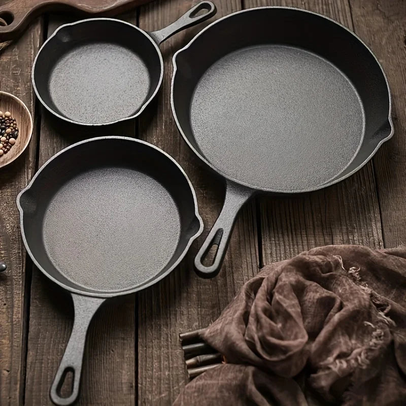 Pre-seasoned Cast Iron Skillet Heavy Duty Grill Campfire Pan Cookware