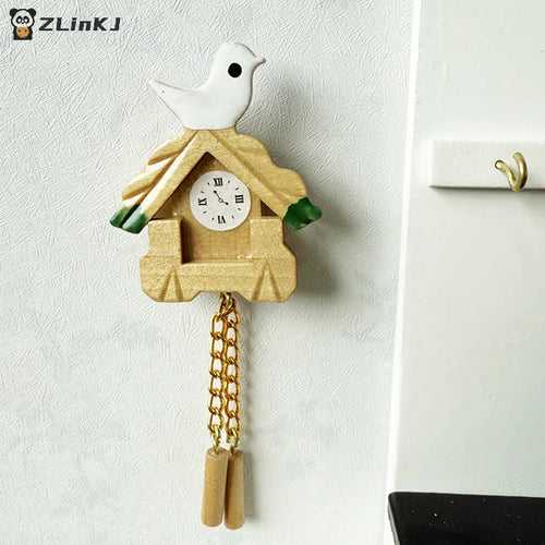 ▶1:12 Dollhouse Miniature Bird Wall Clock Furniture Home Model Decor Toy Doll House Accessories Zpaxo