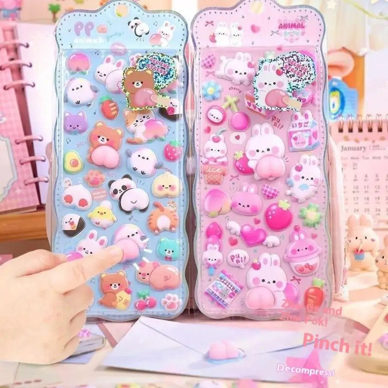 Kids Kawaii Cartoon 3D Fart Peach Stereo Sticker Stereoscopic Lovely