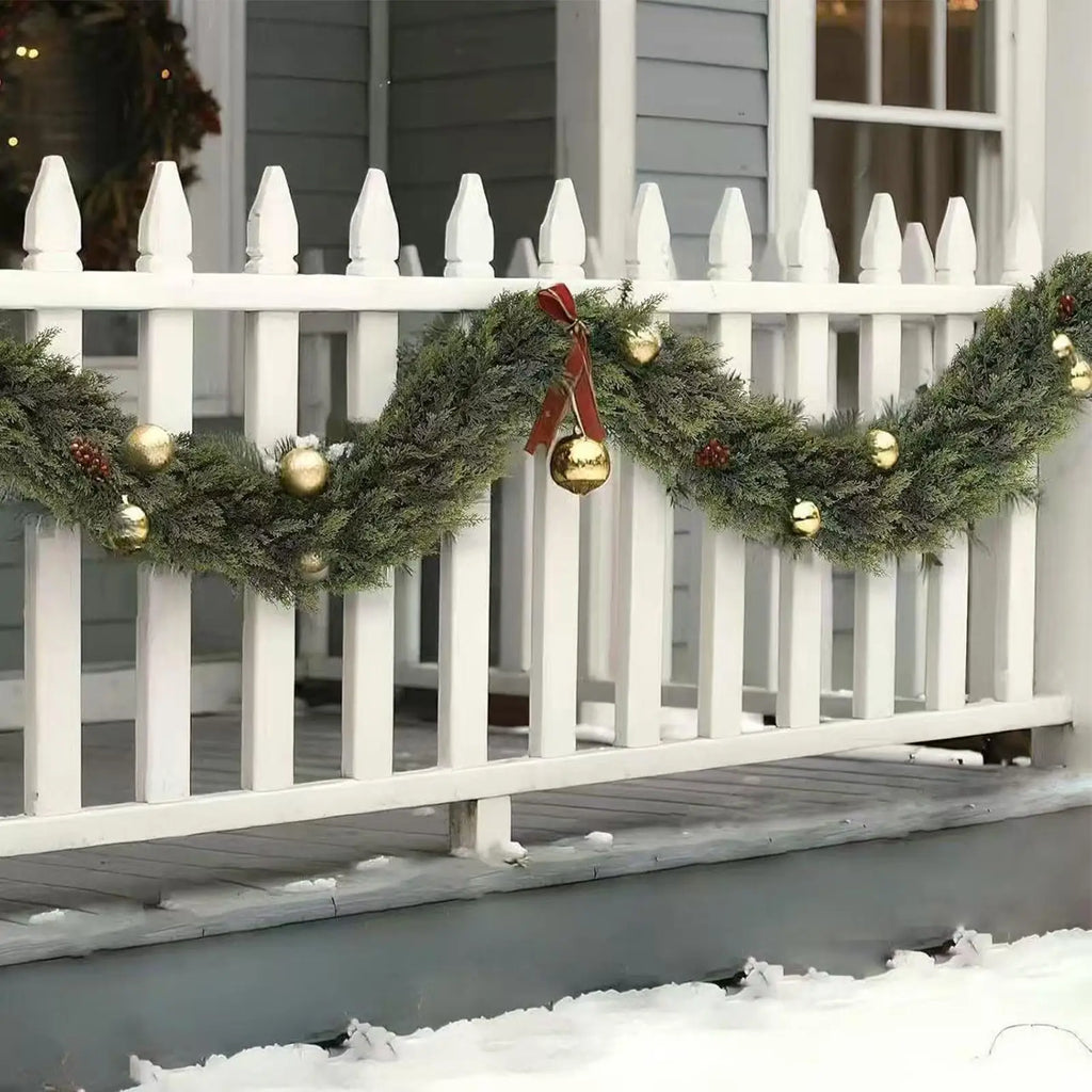 Realistic Christmas Garland Green Pine Wreath Lifelike Artificial