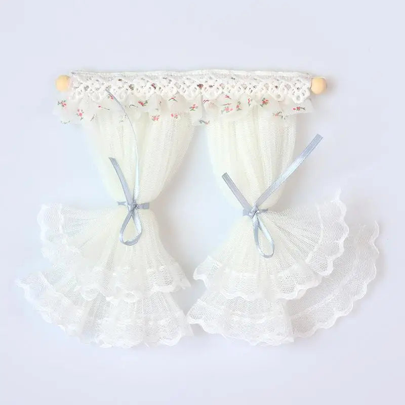 ▶1/12 Dollhouse Lace Curtains Model Dollhouse Bedroom Living Room Decoration Dolls House Furniture Accessories Micro Scene Decor Zpaxo A2