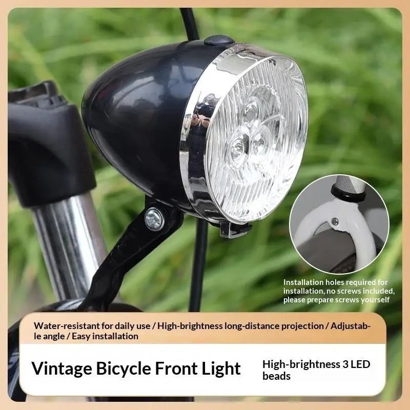 Vintage 3-LED Bicycle Headlight – Retro Bike Front Light