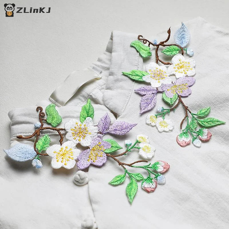 ▶1Pcs Jacket Jeans Craft Accessories Flower Embroidery Patch Iron On Elegant Patches For Clothes Bags DIY Embroidered Stickers Zpaxo