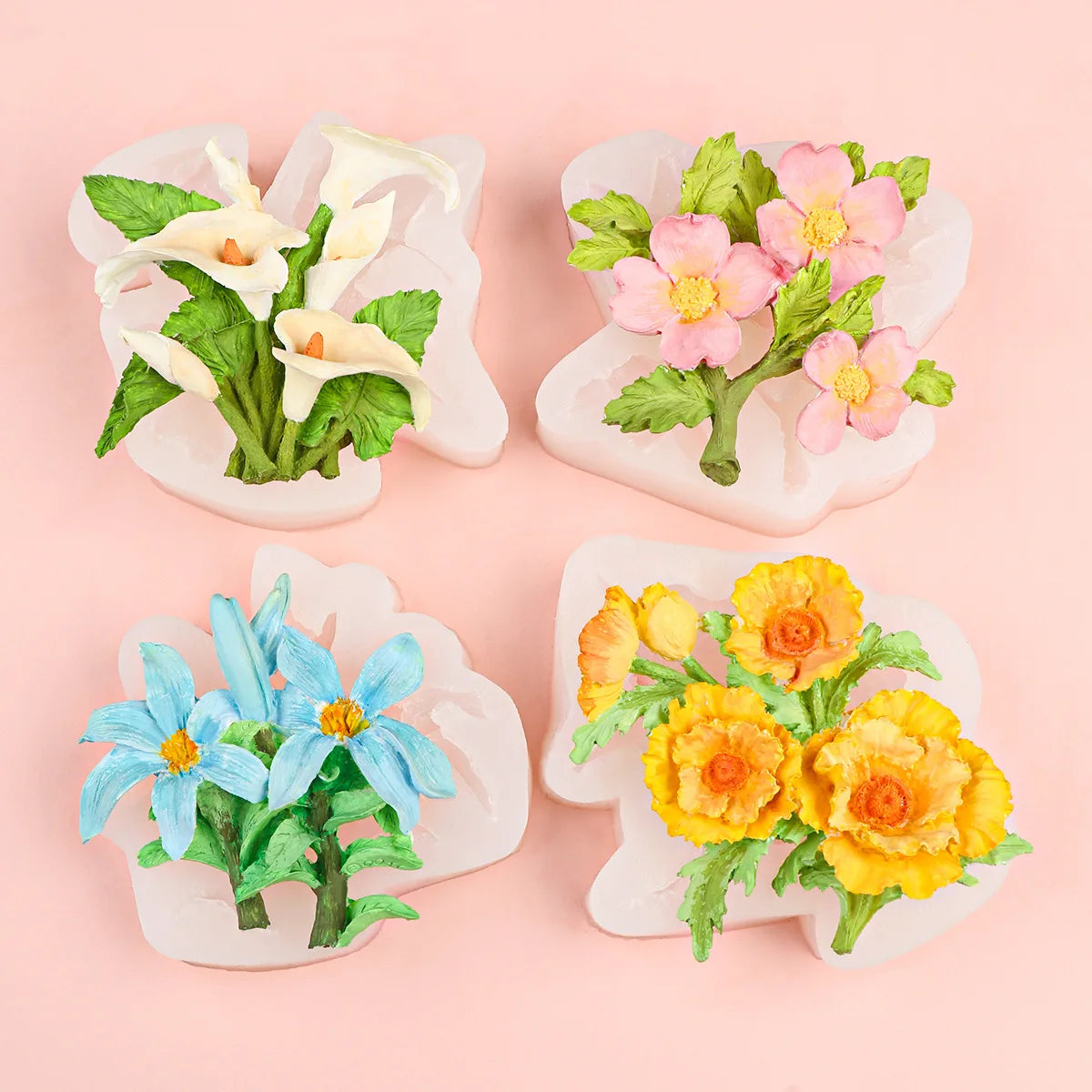 Flower Silicone Mold Lily Sunflower Hibiscus Hydrangea Cake Decoration Fondnat Chocolate Cupcake Topper Candle Soap Polymer Mold Zpaxo