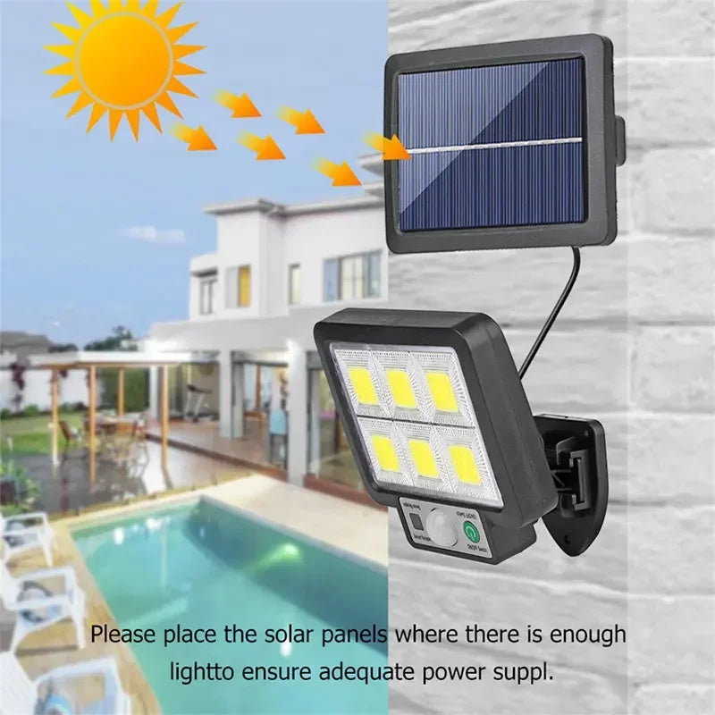 Solar Motion Sensor LED Wall Light – IP65 3-Mode Security Lamp
