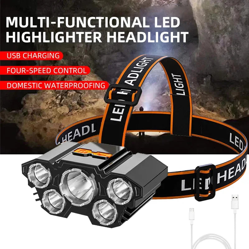 5 LED Rechargeable Headlamp – Camping, Fishing & Hiking