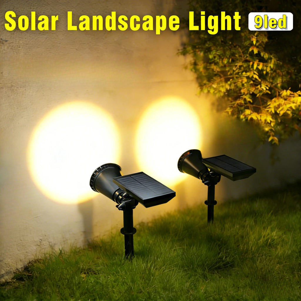 Solar Powered Ground Spotlights 9LED Wall Wash Light IP65 Waterproof Zpaxo