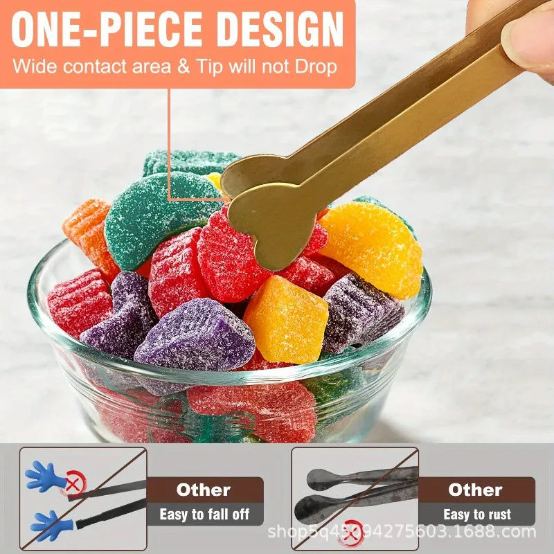 4/6PCS Stainless Steel Heart-Shaped Mini Tongs for Sugar/Ice Cubes Tea Party Wedding Coffee Bar Gift for Valentine's Day YUZI Zpaxo