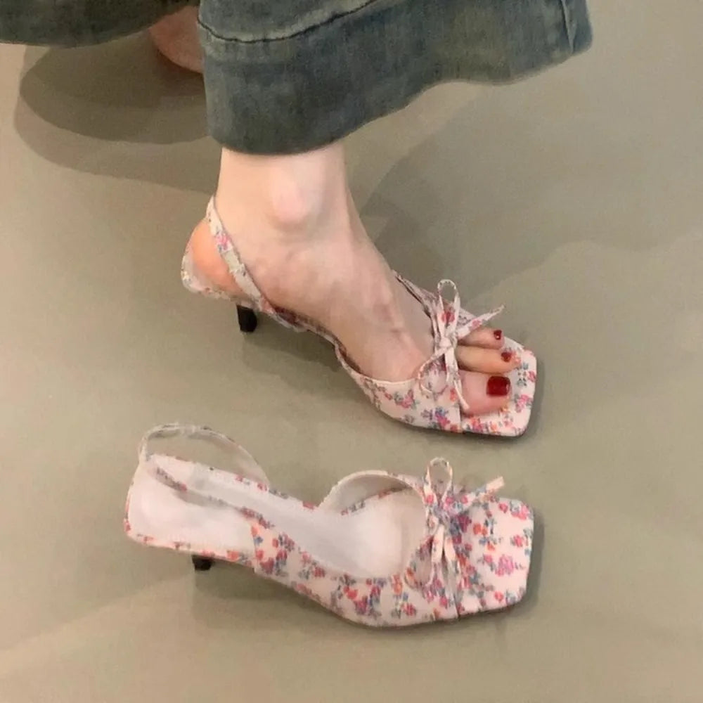Summer Butterfly-knot Women Sandals Fashion Slip Shoes Ladies Outdoor Zpaxo Pink 40