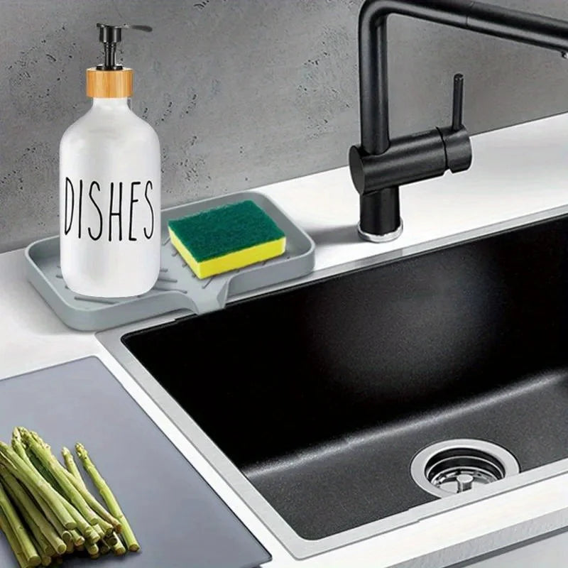 Kitchen Sink Holder Silicone Soap Dish Bar Self Draining Anti-slip