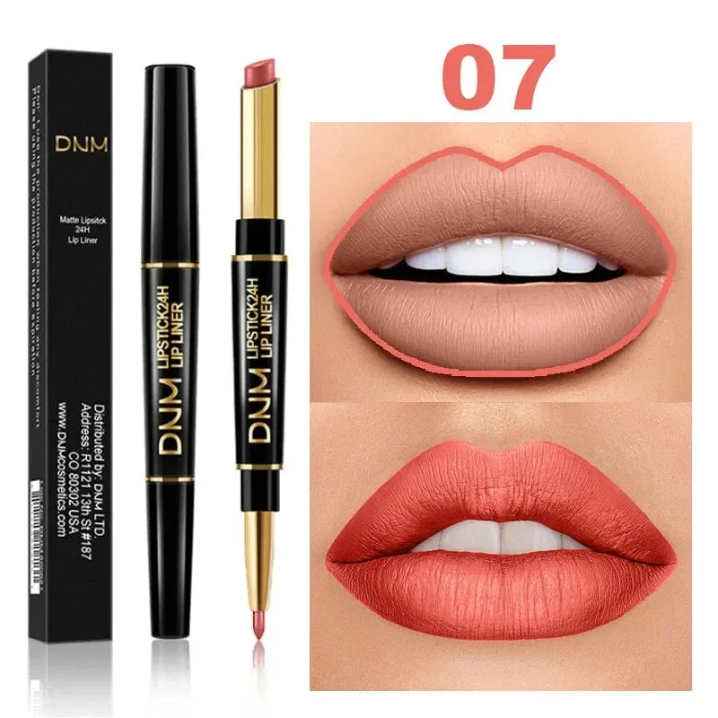 1 Matte Lipstick Pencil Double Ended Lip Liner Pen Red Nude Long Zpaxo 07