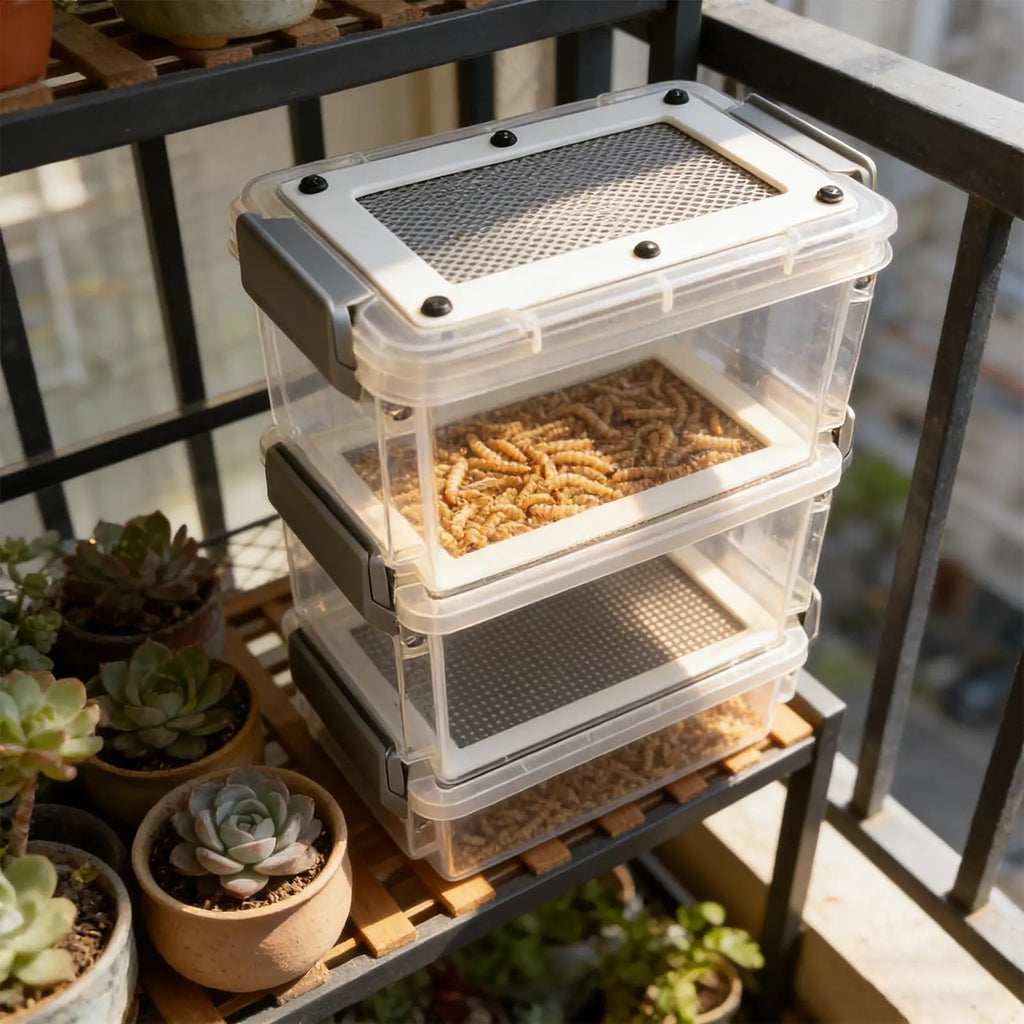 Mealworm Breeding Kit 3-Layer Silkworm Feeder Bin Corn Worm Breeder Box for Pet Parents Animal Lovers Keepers Breeders Hobbyists Zpaxo
