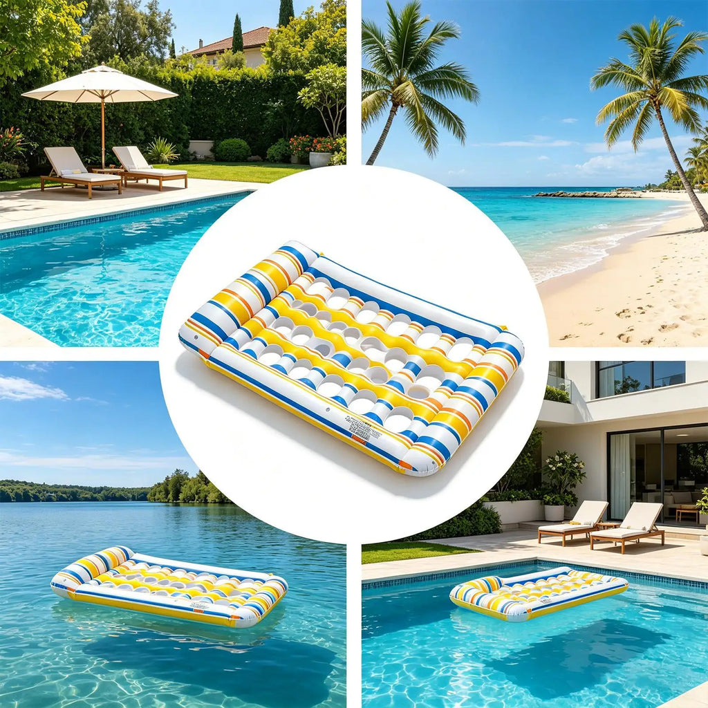 Pool Floats Inflatable Float Lounger Headrest Sun Tanning Raft Summer Zpaxo