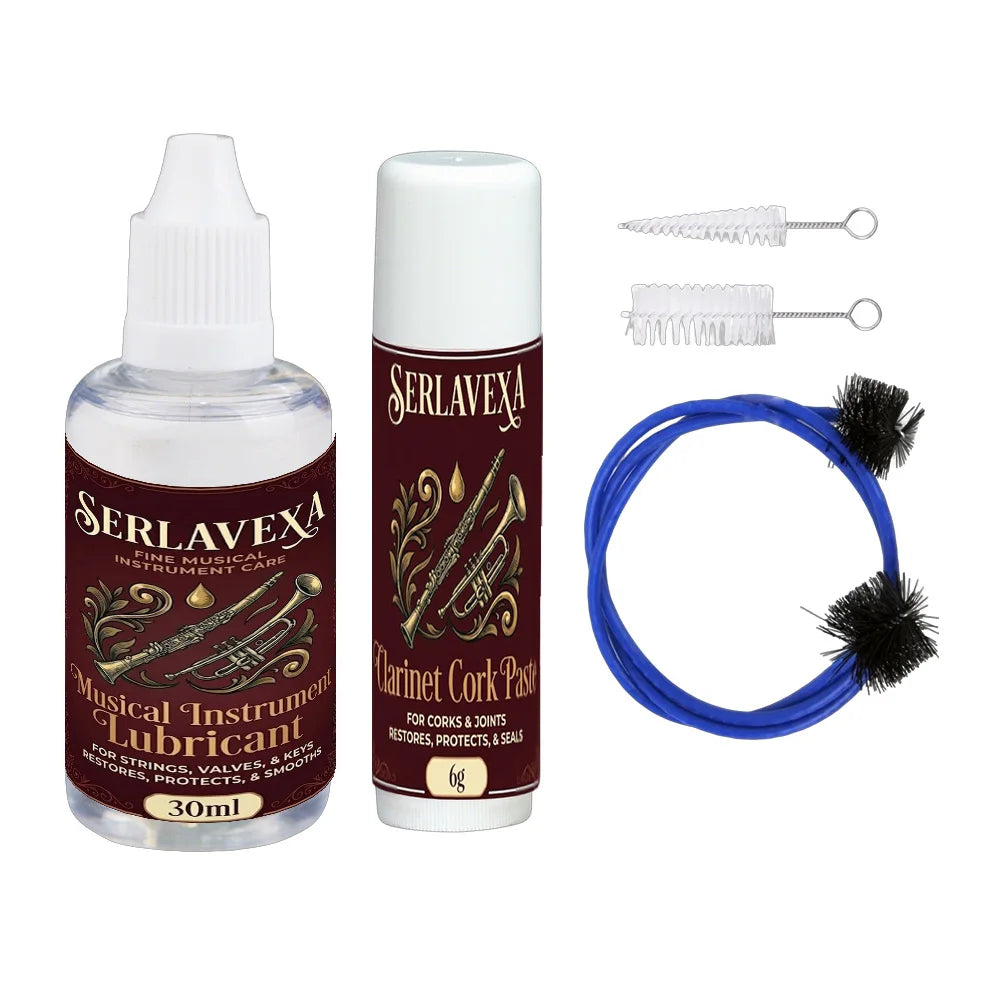 5-in-1 Instrument Maintenance Kit - Premium Valve Oil, Cork Grease & Professional Cleaning Tools for Brass and Woodwinds Zpaxo 1set