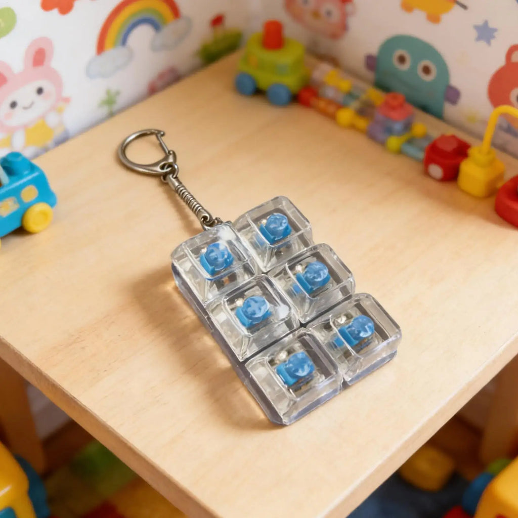 Keyboard Fidget Clicker 6 Button Sensory Light Up Toy Keychains Key