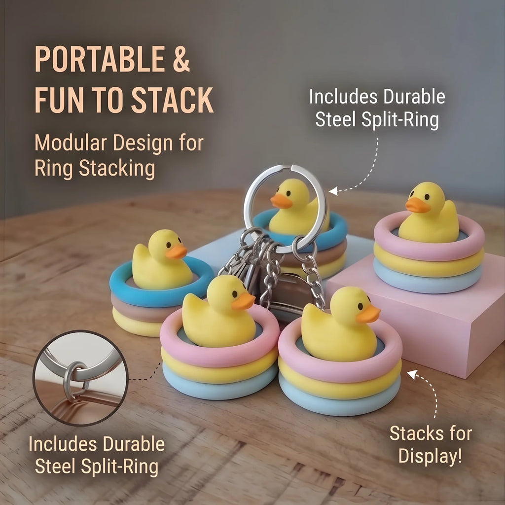 Cute Yellow Duck Fidget Toy Mechanical Keyboard Switch Keychain 3D