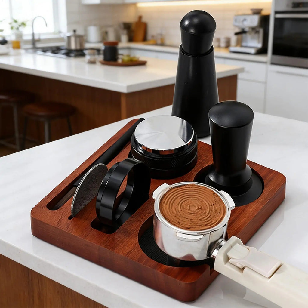 Coffee Tamper Set 7 Pieces Professional Ergonomic Anti-Slip Coffee Distributor Accessories Kit for Home Kitchen Studio Bar Zpaxo