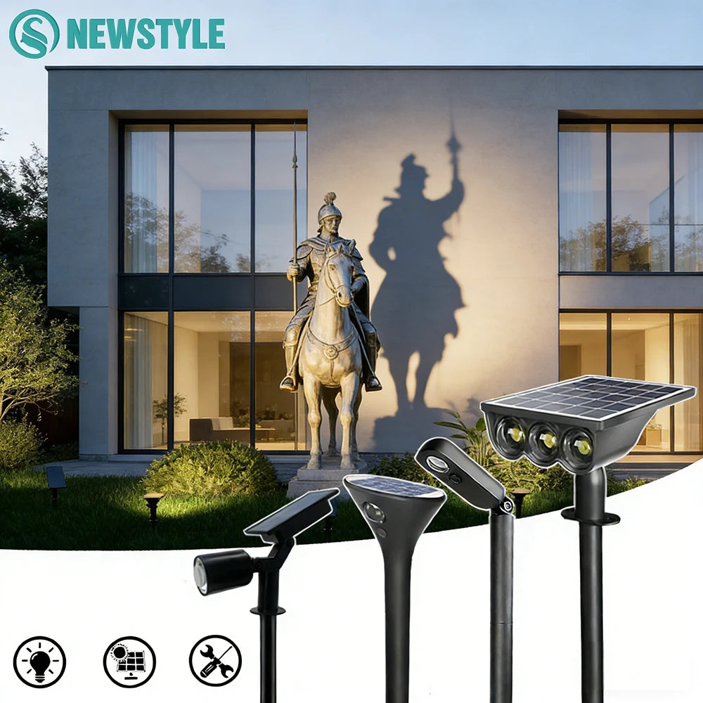 1PC Solar Spotlight Outdoor Waterproof IP65 LED Solar Landscape Light Garden Path Yard Driveway Walkway Patio Decor Warm White L Zpaxo