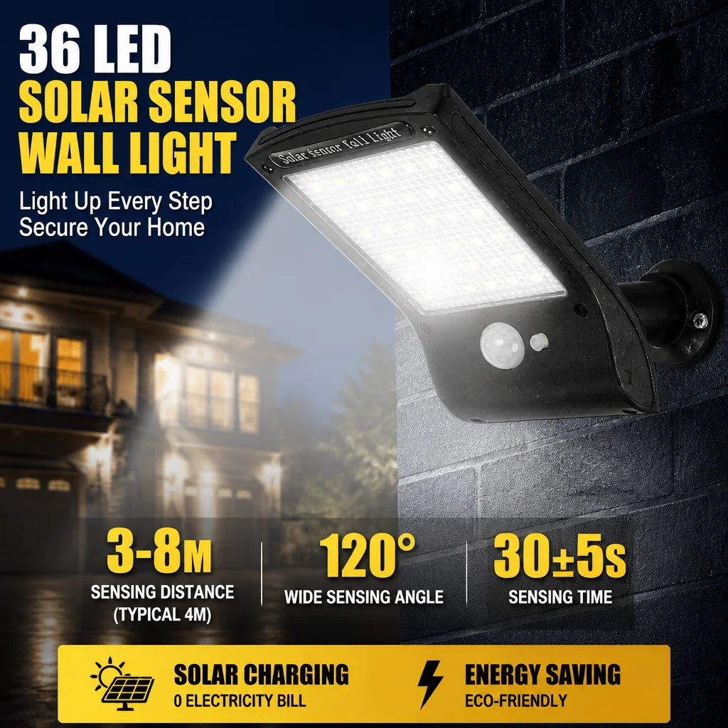 36 LED Solar Street Light PIR Motion Sensor Waterproof Outdoor Wall Lamp Garden Lighting Solar Powered Lighting Zpaxo