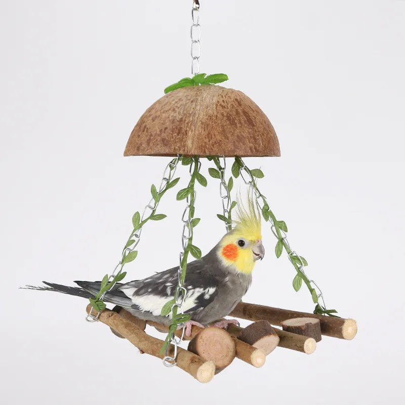 Parrot Hammock Swing Ladder Bird Toy – Wood Perch Stand Bird Swing Toy Zpaxo