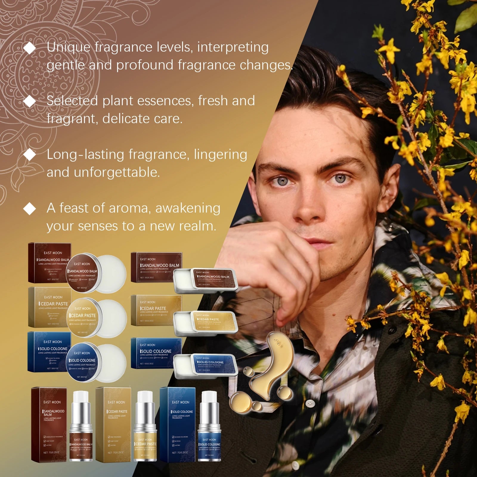 Men Sandalwood Balm Series Lasting Scent Keep Fresh Dating Flirting Improve Temptation Portable Body Light Fragrance Solid Balms Zpaxo