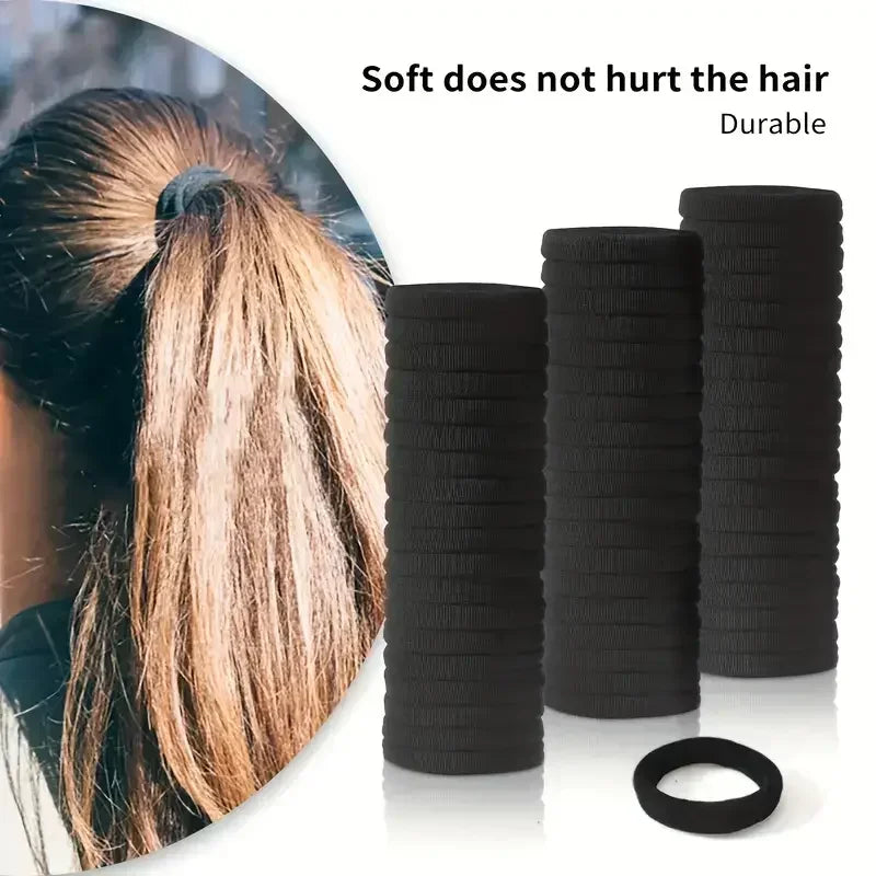 Elastic Hair Bands Women Girls Black Basic Tie Headband Simple