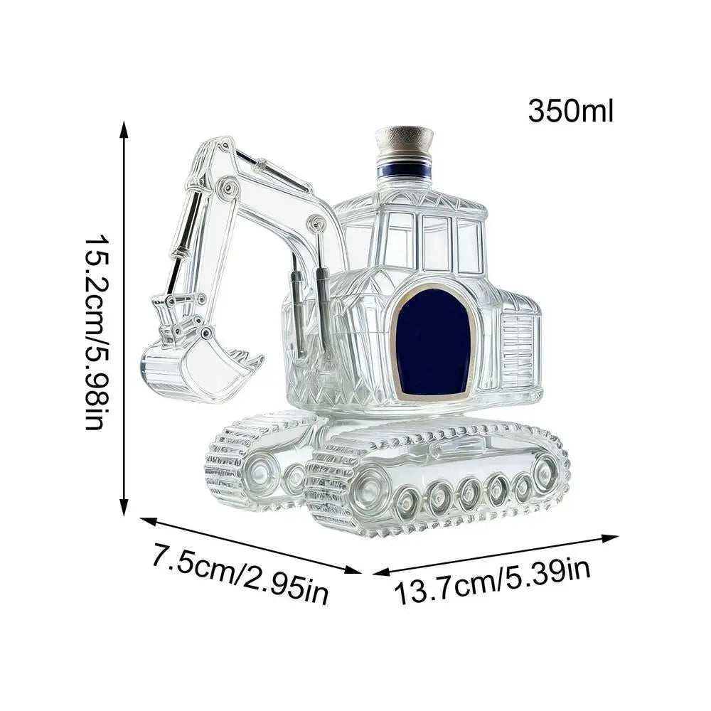 Whiskey Bottle Excavator Shaped Pourer Dispenser Glass Liquor