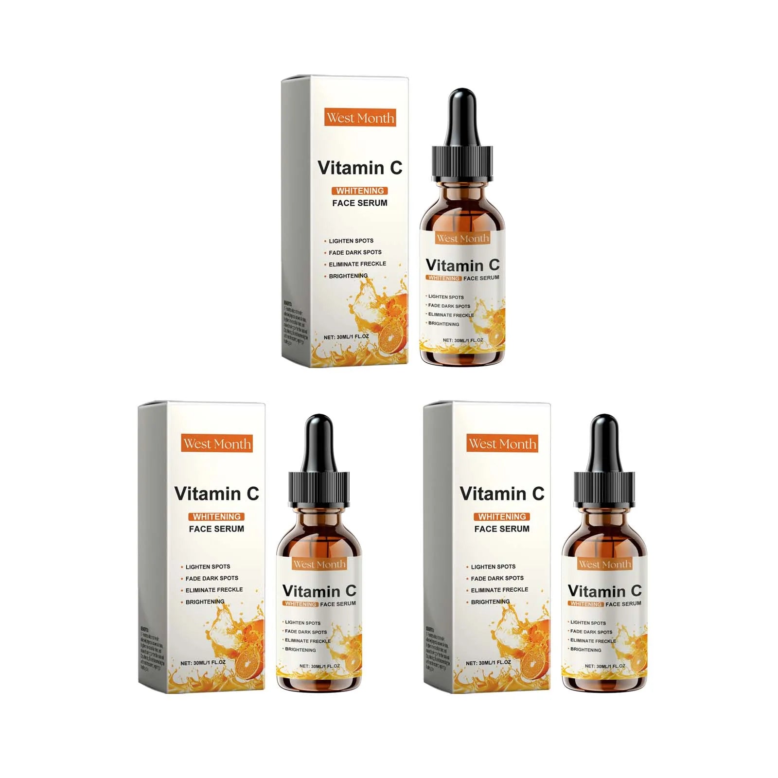Vitamin C Serum – Dark Spot Remover & Brightening Facial Essence Brightening Face Serum Zpaxo 3 x 30ml Boxed