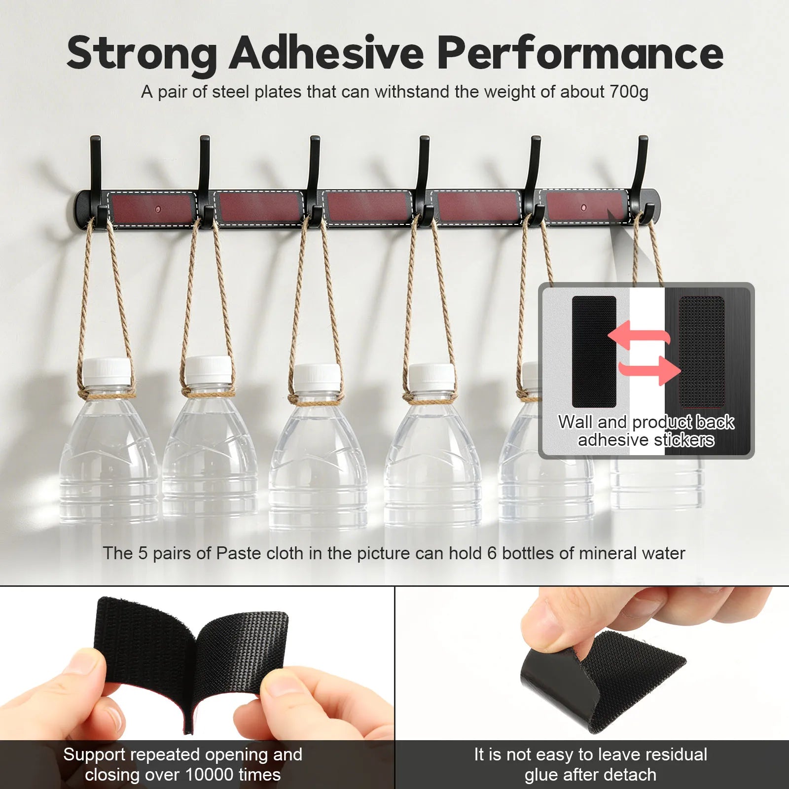 20pcs Heavy Duty Hook and Loop Strips Strong Adhesive Mounting Tape 3.15x1.18 Inch Waterproof Heat Resistant No Drill Fastener Zpaxo