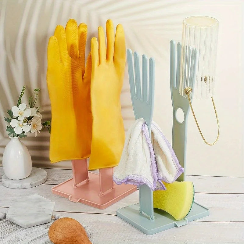 1 Kitchen Glove Holder Drying Rack Dryer Plastic Mitten Rubber Sink
