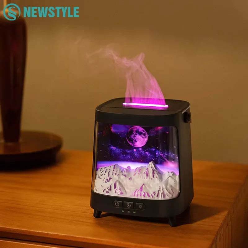 New Flame Aromatherapy Diffuser with Colourful Aurora Effect 200ml Remote Quite Fine Mist Air Humidifier for Table Decor Gifts Zpaxo