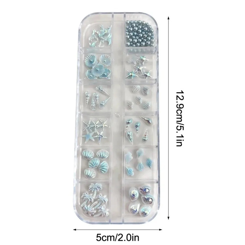 Self-adhesive Nail Art Decorations 12 Grids Box Glitter DIY Zpaxo