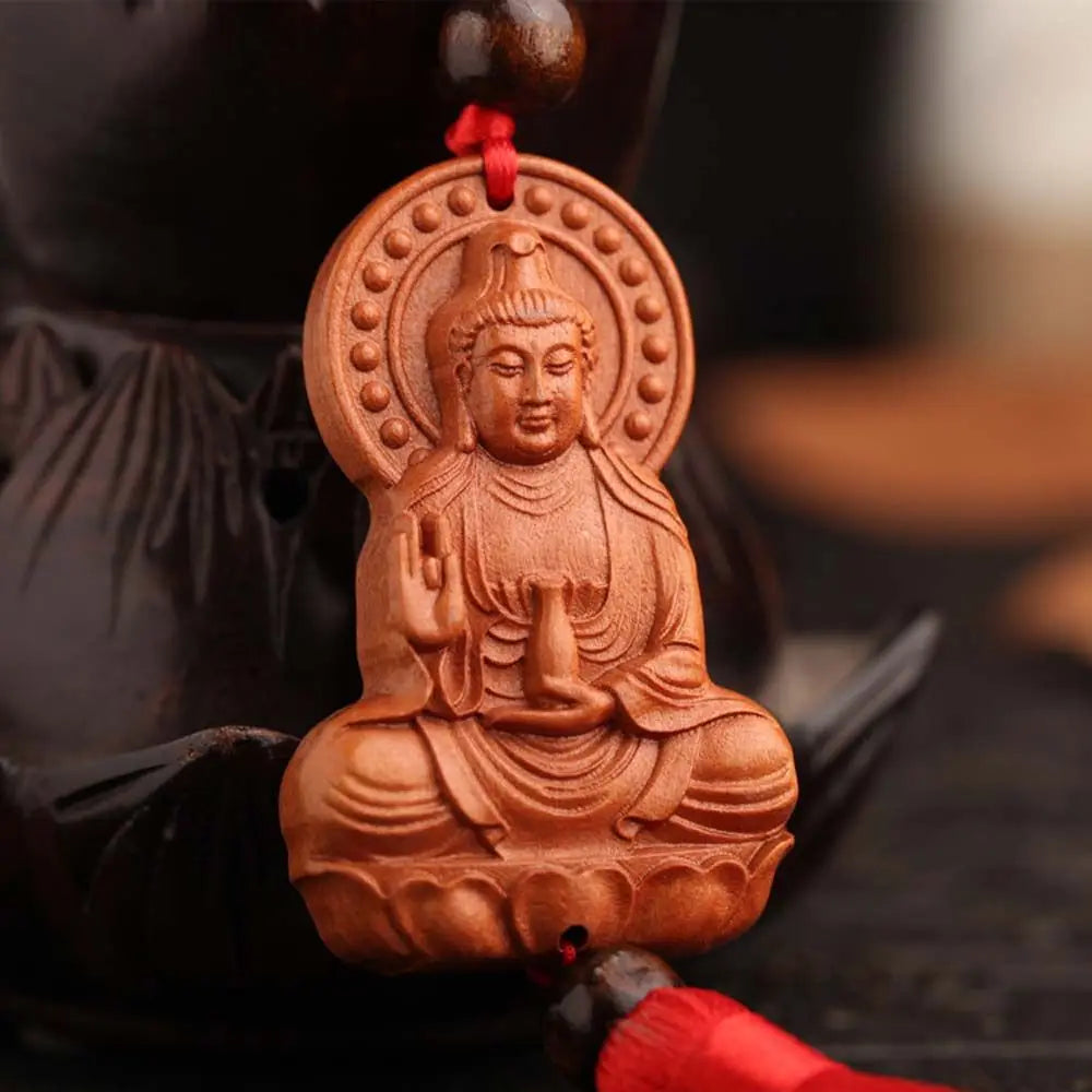 Pendant Lotus Guanyin Art Sculpture Peach Wood Car Decoration Guanyin Pendant Interior Accessories Car Pendant Car Ornaments Zpaxo A