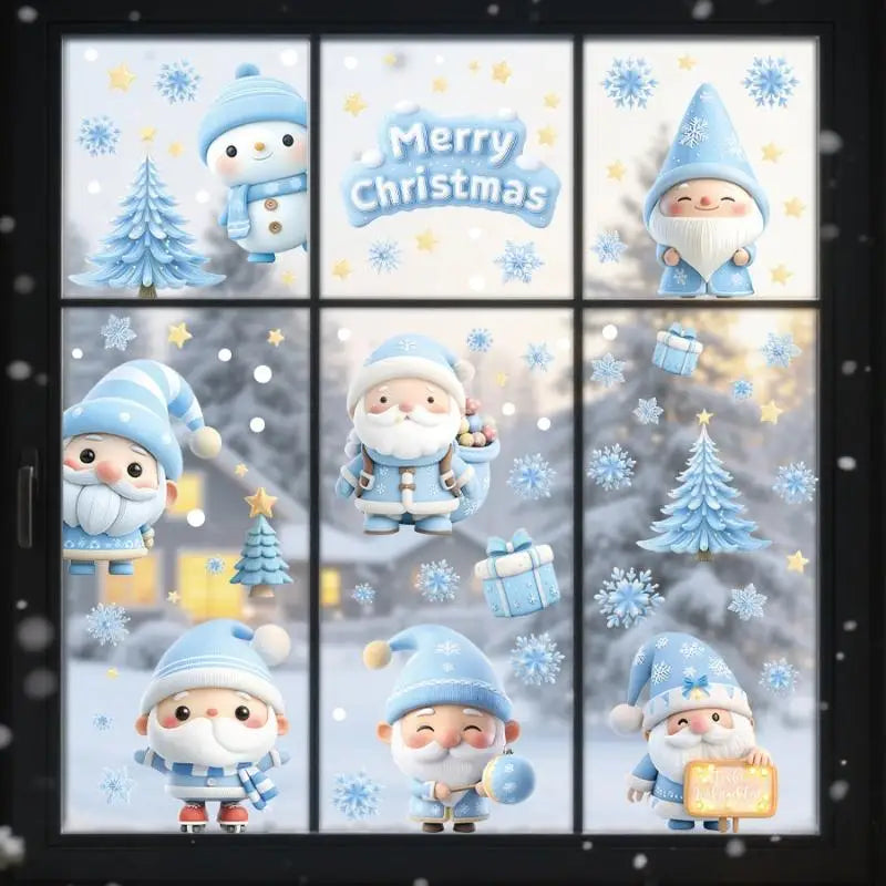 Christmas Window Static Clings – Snowman, Santa & Snowflake Window Static Clings Zpaxo