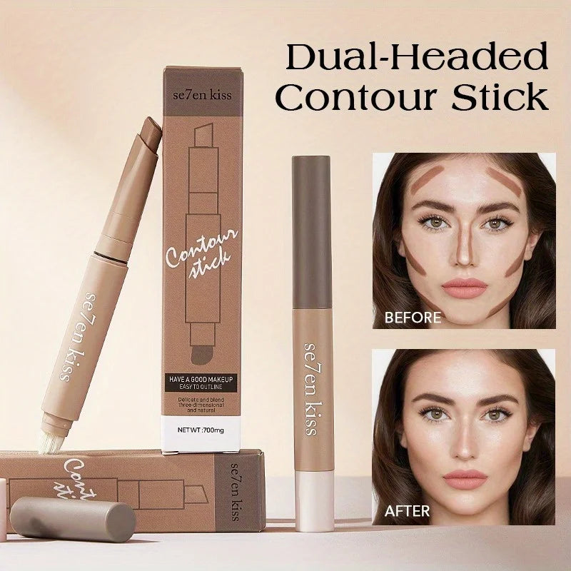 Three-dimensional beauty stick, high-gloss grooming, nose shadow, facial brightening,integrated double-head grooming contour pen Zpaxo