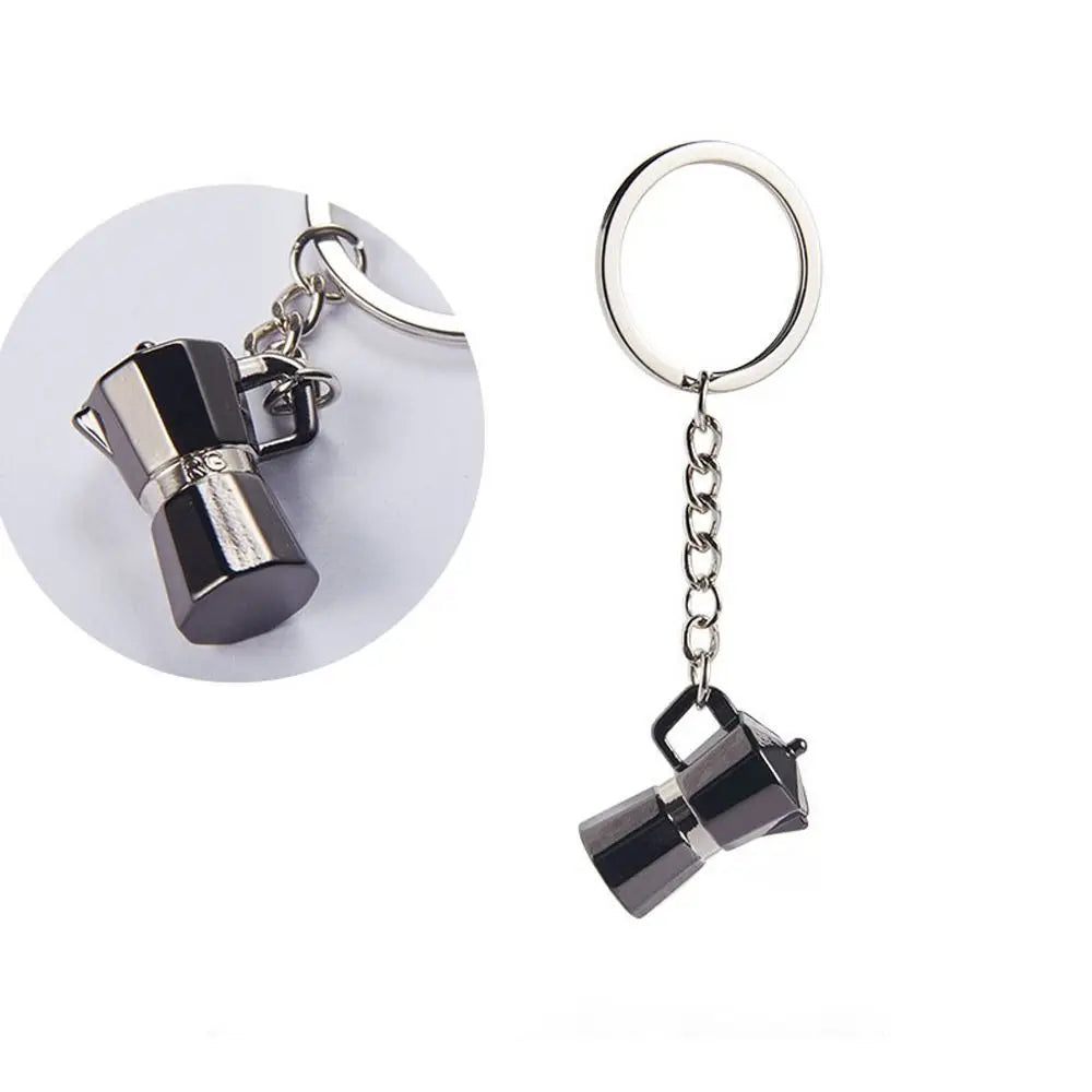 Zinc Alloy Niche Design Syphon Girl Gift Hanging Ornament Coffee Series Key Ring Bag Pendent Car Key Ring Coffee Pot Key Chain Zpaxo C