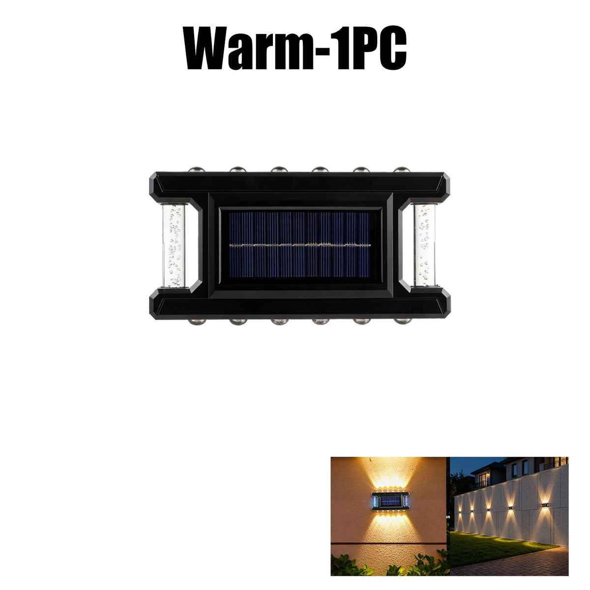 Outdoor Solar Wall Lamp Rainproof Design Garden Courtyard Light Fence Zpaxo Warm 1PC