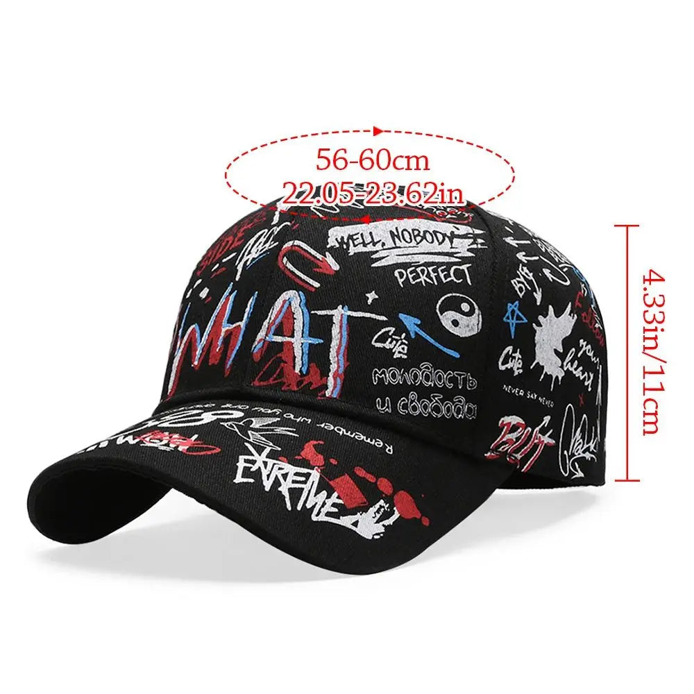 Casual Hip Hop Baseball Cap Print Letter Graffiti Sun Hat Adjustable Outdoor Snapback Hat for Men Women Zpaxo