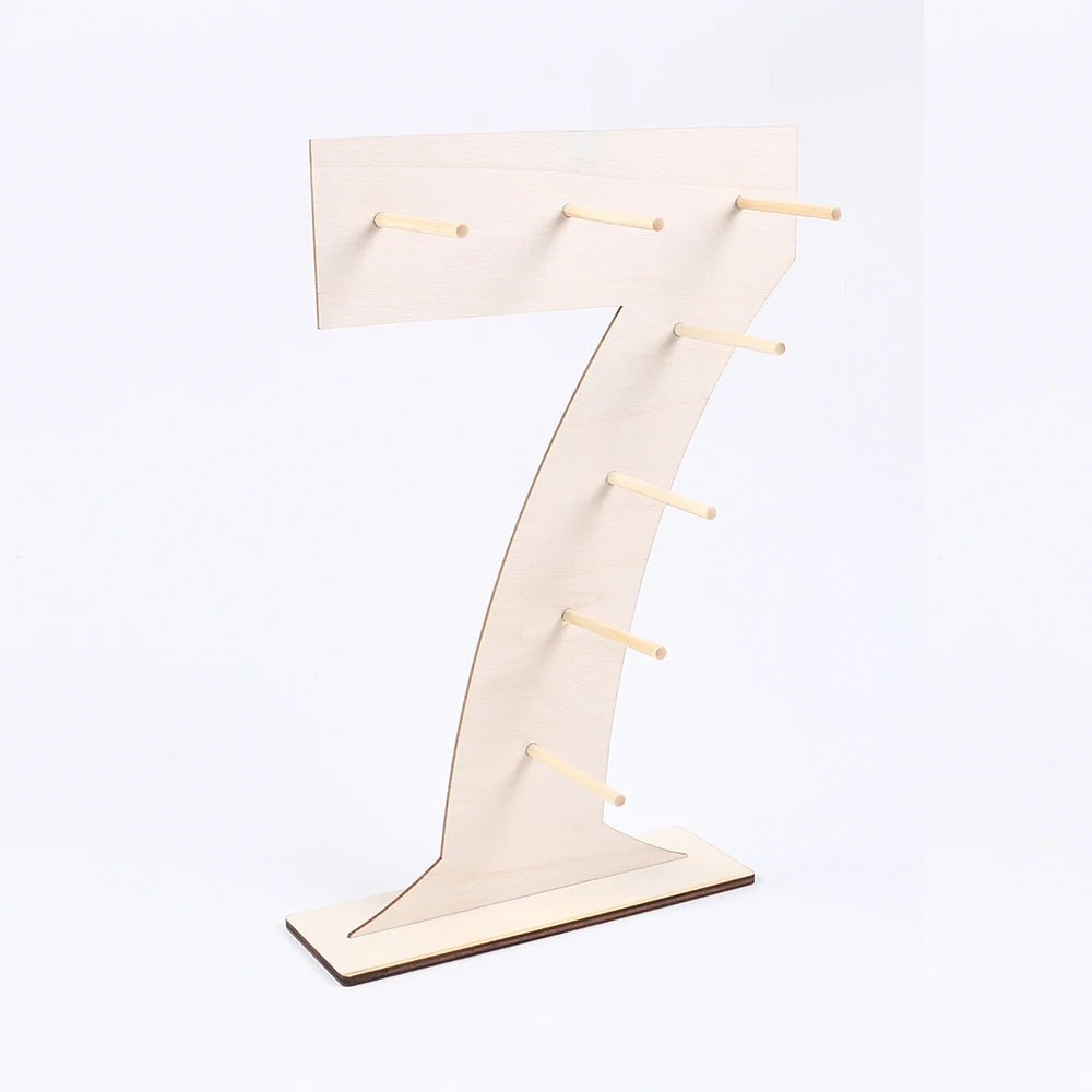 Number 0-9 Wooden Donut Display Stand Holder Board Table Desserts Stand for Birthday Party Wedding Baby Shower Zpaxo Number 7