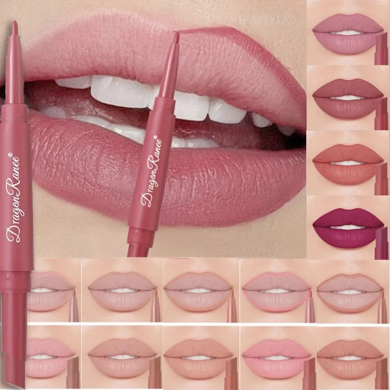 Waterproof Nude Matte Lip Liner Pencil Dual-ended Lipstick Lasting