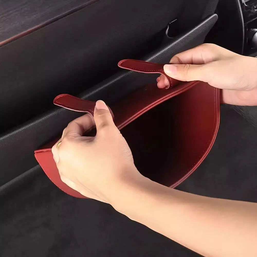 Convenient Leather Car Trash Can Waterproof Space Saving Vehicle Zpaxo