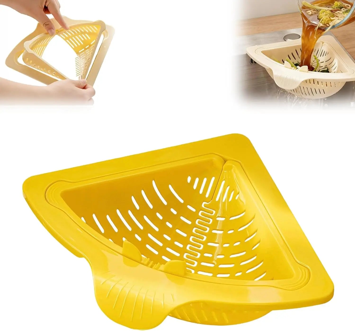 Magnetic Triangle Sink Drain Basket – Corner Strainer & Organizer Sink Drain Strainer Zpaxo Orange
