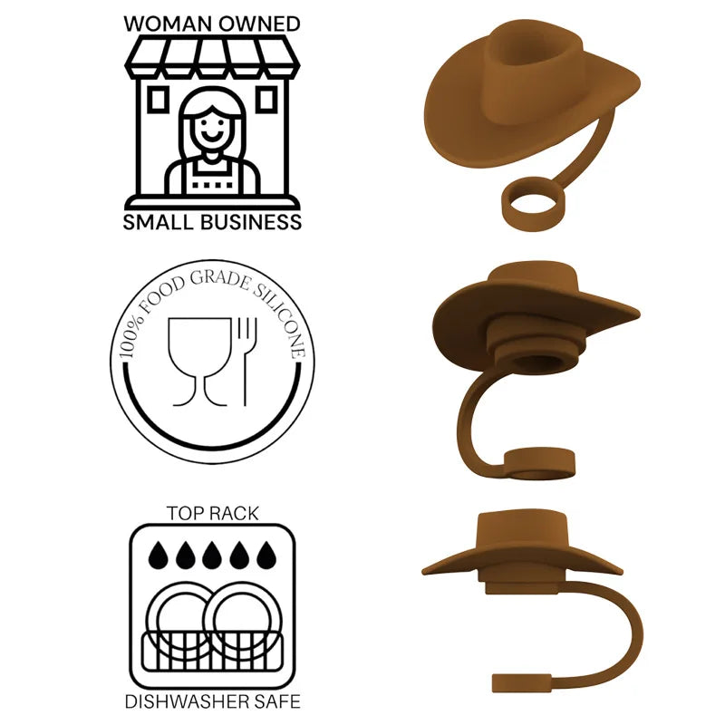 4-Pack Cowboy Hat Silicone Straw Caps for Stanley 40 oz Cup