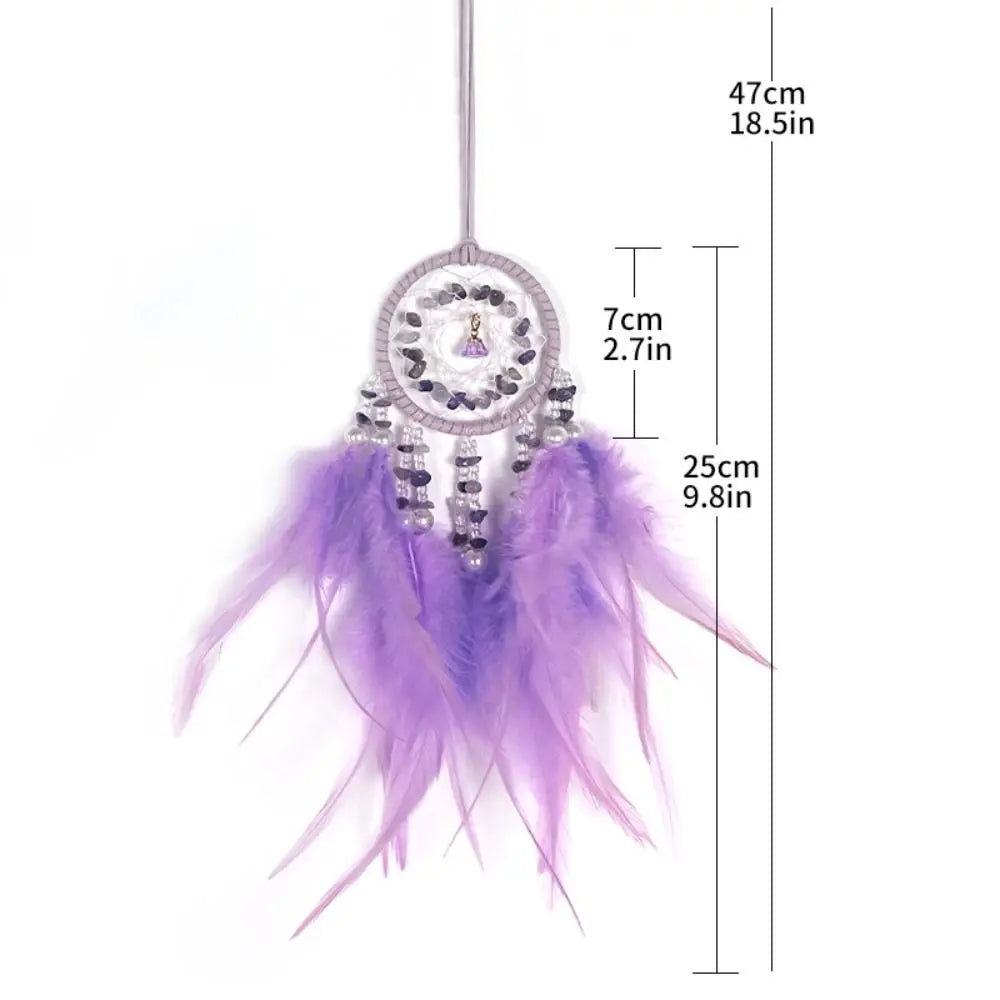 Hand Knitting Dream Catching Wind Chimes Decoration Car Pendant Tassel Catching Pendant Delicate Feathers and Iron Ring Zpaxo