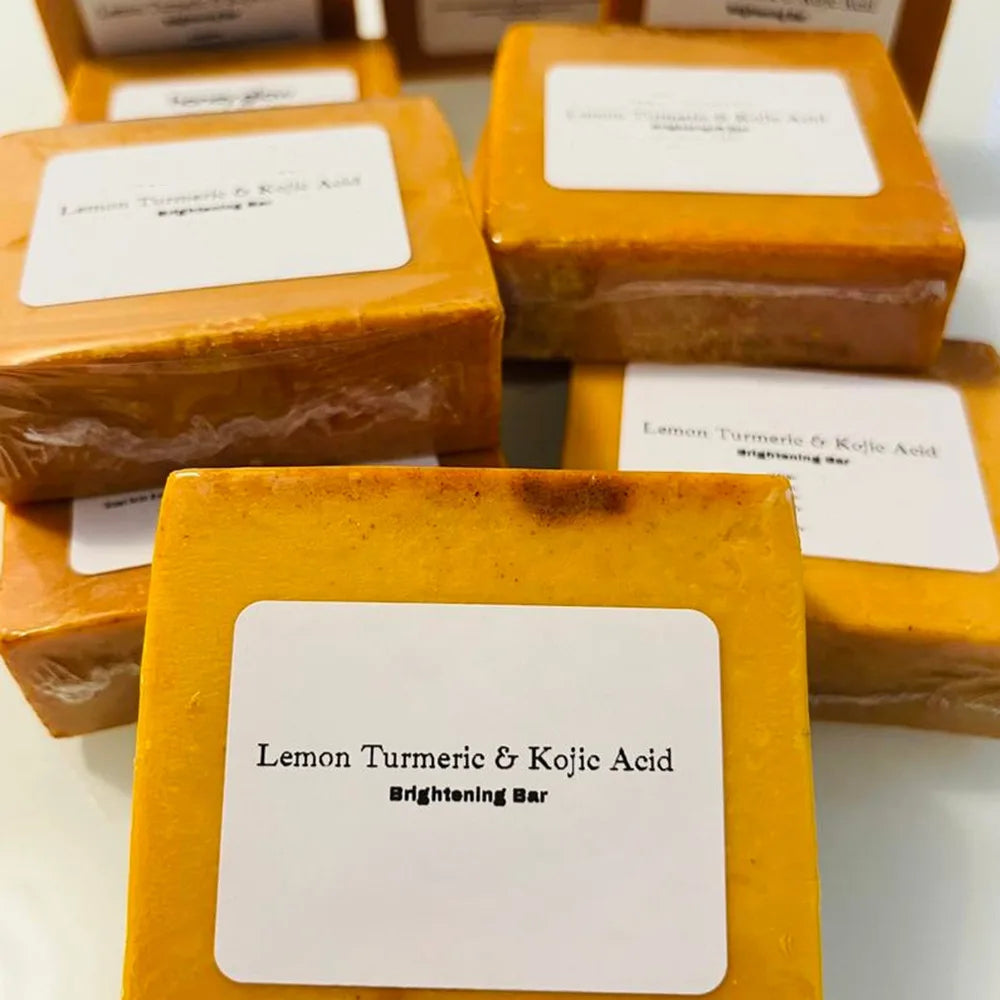 Turmeric Kojic Acid Soap – Lemon Brightening Handmade Bar Brightening Soap Bar Zpaxo